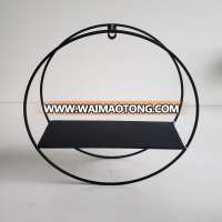 Nordic hot sale simple circular style display decorative black garden metal wire wall hanging decorative shelf planter stand