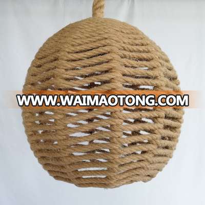 Retro Hemp Rope Material Camping Electric Ball Pendant Light  Metal Hanging Antique Round Decoration Lighting