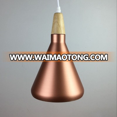 Modern  LED decoration lighting Copper Circular Cone Shade & Wood Office Ceiling light